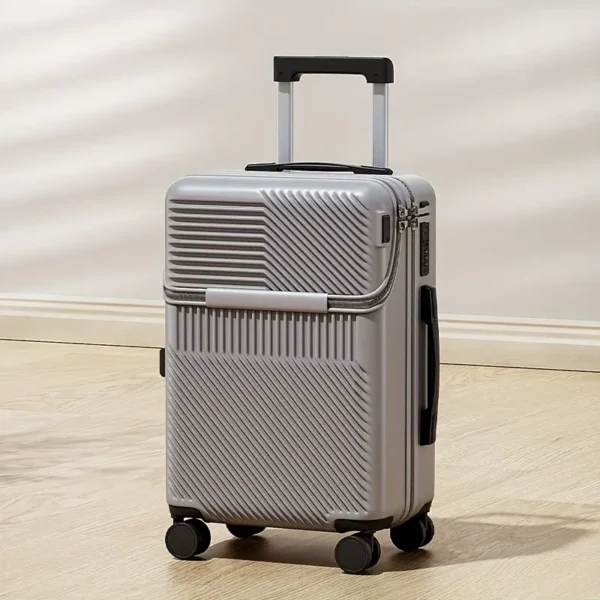 Valise Multifonction 20 Pouces – ABS Rigide, Port USB, Porte-Gobelet et Serrure TSA ,GRAY
